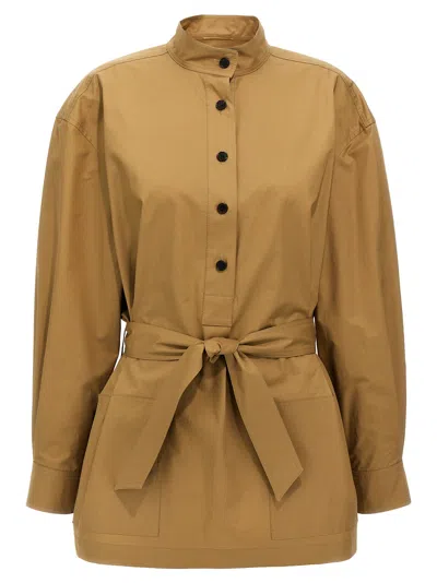 Saint Laurent Cotton Tunic Shirt And Blouse Beige