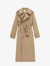 Saint Laurent Double-breasted Belted Trench Coat In Brown