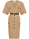 Saint Laurent Cotton Twill Midi Dress
