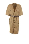 Saint Laurent Saharienne Dress In Beige