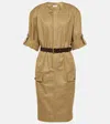 Saint Laurent Midi Workwear Dress In Beige Fonce