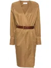 Saint Laurent Women's Cotton Twill Midi Dress In Brown