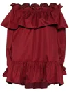 Saint Laurent Cotton Twill Mini Dress In Burgundy