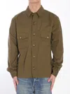 Saint Laurent Green Jacket With Pockets On The Front In Cotton Man In Green
