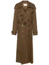Saint Laurent Cotton Twill Trench Coat In Brown