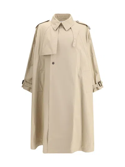 Saint Laurent Cotton Twill Trench Coat In Neutral