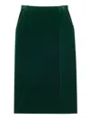 Saint Laurent Cotton Velvet Crisscross Midi Skirt Clothing In Green