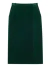 Saint Laurent Cotton Velvet Crisscross Midi Skirt Clothing In Green