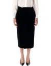 Saint Laurent Velvet Wrap Midi Skirt In Black