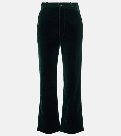 Saint Laurent Cropped Cotton-velvet Slim-leg Pants In Black