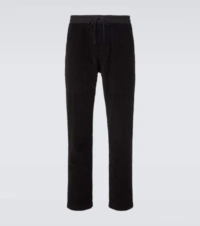 Saint Laurent Cotton Velvet Sweatpants In Deep Faded Black