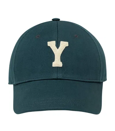 Saint Laurent Cotton Y Varsity Baseball Cap In Green