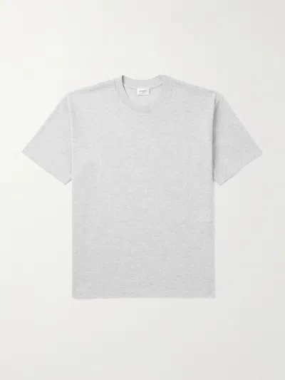 Saint Laurent Grey Crewneck T-shirt With Cassandre Embroidery In Cotton Man In Gray