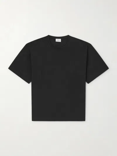 Saint Laurent Black Crewneck T-shirt With Cassandre Embroidery In Cotton Man