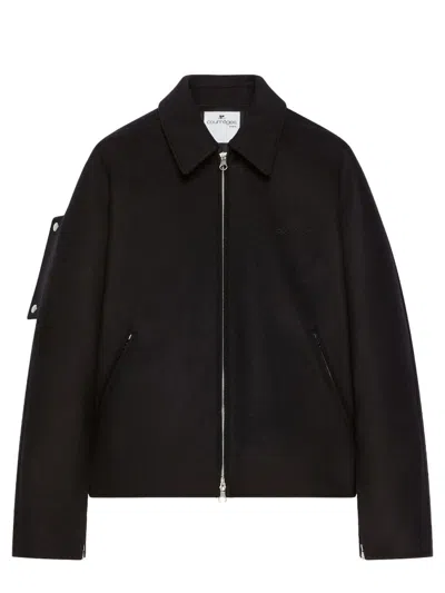 Saint Laurent Courregès Wool Bomber Jacket In Black