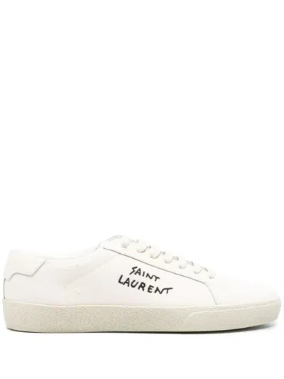 Saint Laurent Court Classic Canvas Sneakers In White