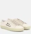 Saint Laurent Court Classic Distressed Logo-embroidered Canvas And Leather Sneakers In Panna/panna
