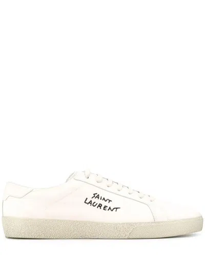 Saint Laurent Court Classic Sl/06 Embroidered Canvas And Leather Trainers Shoes