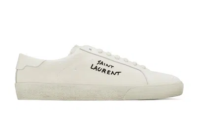 Pre-owned Saint Laurent Court Classic Sl/06 Low Distressed (women's) Sneakers In Cream