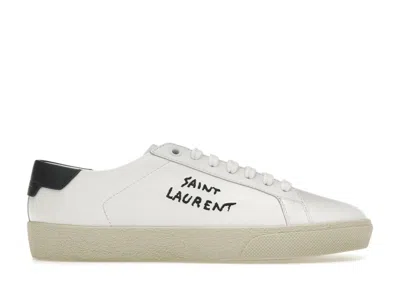Pre-owned Saint Laurent Court Classic Sl/06 Optic Black (women's) Sneakers In White