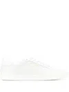 Saint Laurent Low-top Leather Sneakers Round Toe In White