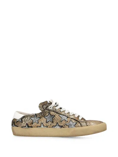 Pre-owned Saint Laurent Court Classic Star Sneakers In Gold
