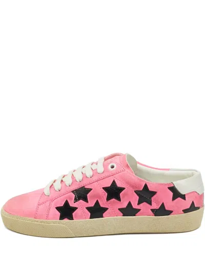 Pre-owned Saint Laurent Court Classic Stars Sneakers In Pink