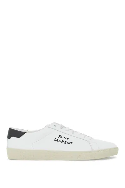 Saint Laurent Classic Round Toe Lace-up Sneakers For Men In White