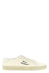 Saint Laurent Court Classic Distressed Logo-embroidered Canvas And Leather Sneakers