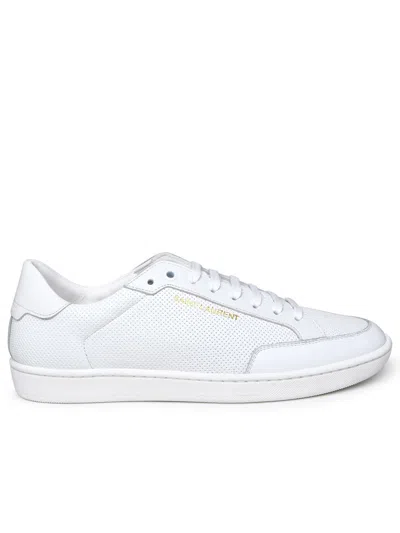 Saint Laurent Men's Court Classic Perforated Leather Sneakers In White