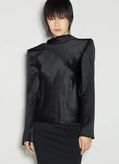 Saint Laurent Cowl-back Silk Blouse In Black