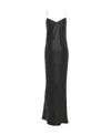 Saint Laurent Long Cowl-back Dress In Iridescent Satin In Black
