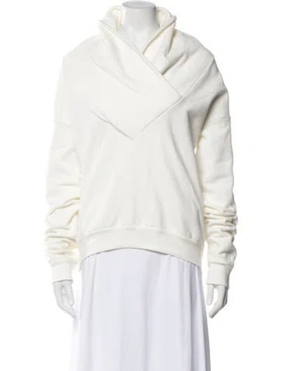 Pre-owned Saint Laurent Cowl Neck Long Sleeve Sweatshirt In White