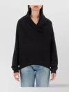 Saint Laurent Cozy Cowl Neck Long Sleeve Top In Black