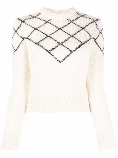 Saint Laurent Cozy Jacquard Knit Sweater For Women In Gray