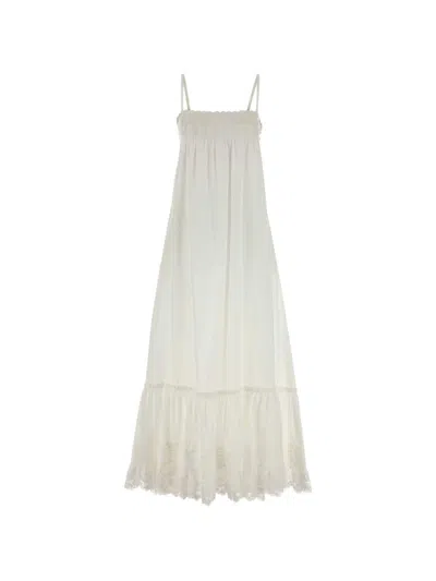 Saint Laurent Crafted From 100% Organic Cotton, This  Chalk-white Prairie Maxi Dress Fe In Animal Print