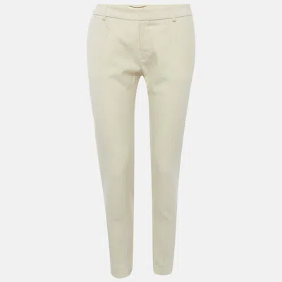 Pre-owned Saint Laurent Cream Gabardine Straight Fit Trouser M In White