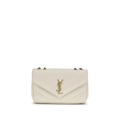 Saint Laurent Cream Lamb Ovis Aries Aries Shoulder Bag In White