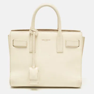 Pre-owned Saint Laurent Cream Leather Nano Classic Sac De Jour Tote