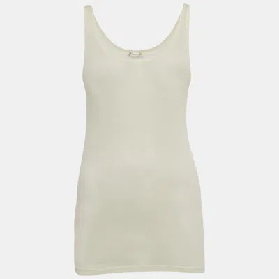 Pre-owned Saint Laurent Cream Rib Knit Tank Top Xs