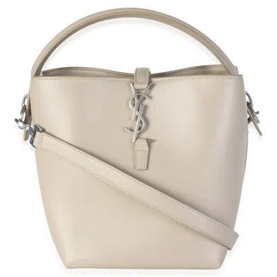 Pre-owned Saint Laurent Cream Shiny Calfskin Small Le 37 Bucket Bag