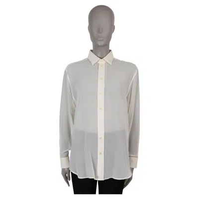 Pre-owned Saint Laurent Cream Silk 2015 Sheer Shirt 40 M In White