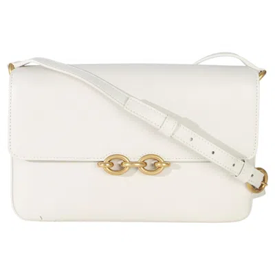 Pre-owned Saint Laurent Cream Smooth Calfskin Le Maillon Satchel In White
