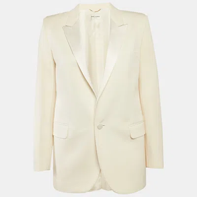 Pre-owned Saint Laurent Cream Wool Single-breasted Blazer S