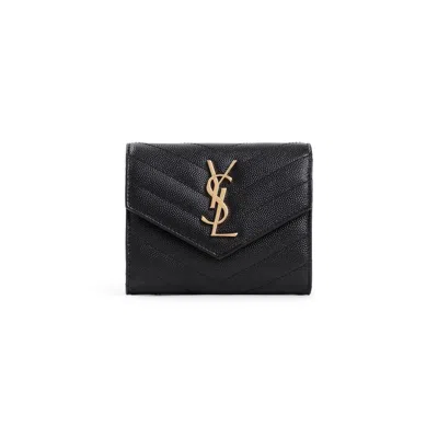 Saint Laurent Credit Card Case Black In Blue