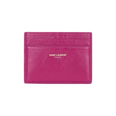 Pre-owned Saint Laurent Credit Card Case 'deep Magenta' | Pink | Women's Size Onesize