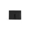 Saint Laurent Grained Leather Wallet With Multiple Card Slots In Black