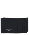 Saint Laurent Compact Leather Card Holder In Black