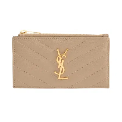Pre-owned Saint Laurent Credit Card Holder 'dark Beige' | Brown | Women's Size Onesize
