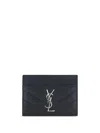 Saint Laurent Cassandre Quilted Leather Cardholder In Black